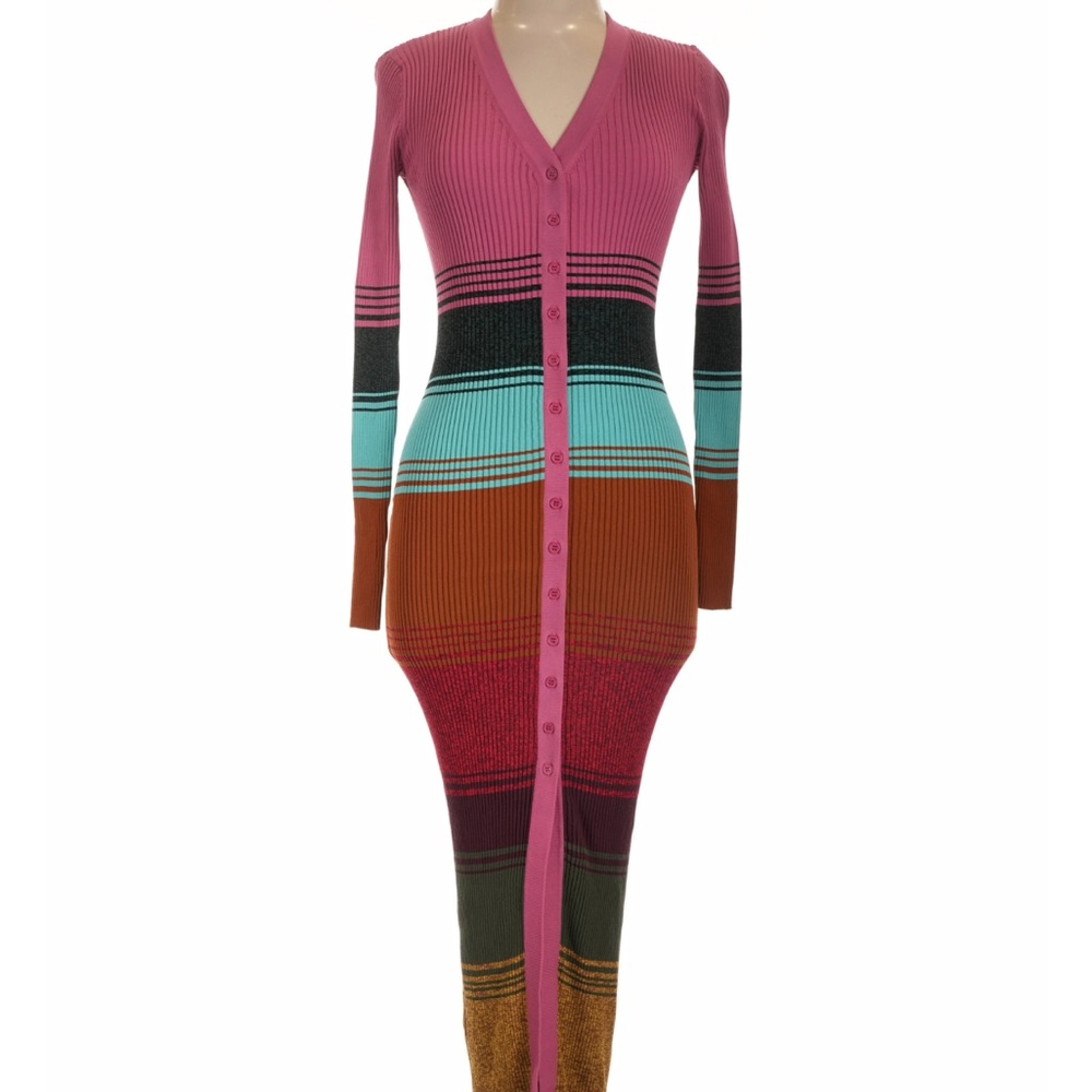 Staud Shoko Colorblock Knit Sweater Dress